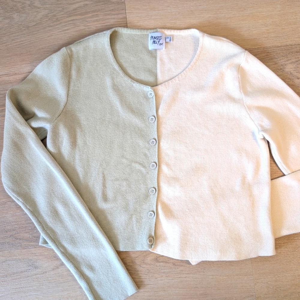 Princess Polly Color Block Cropped Button Up Cardigan